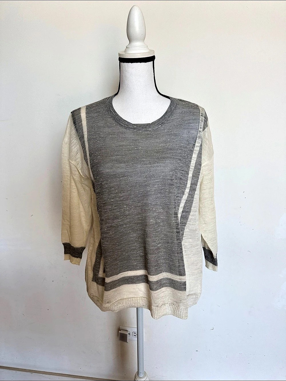 Madewell Linen Blend Color Block Sweater Size Medium